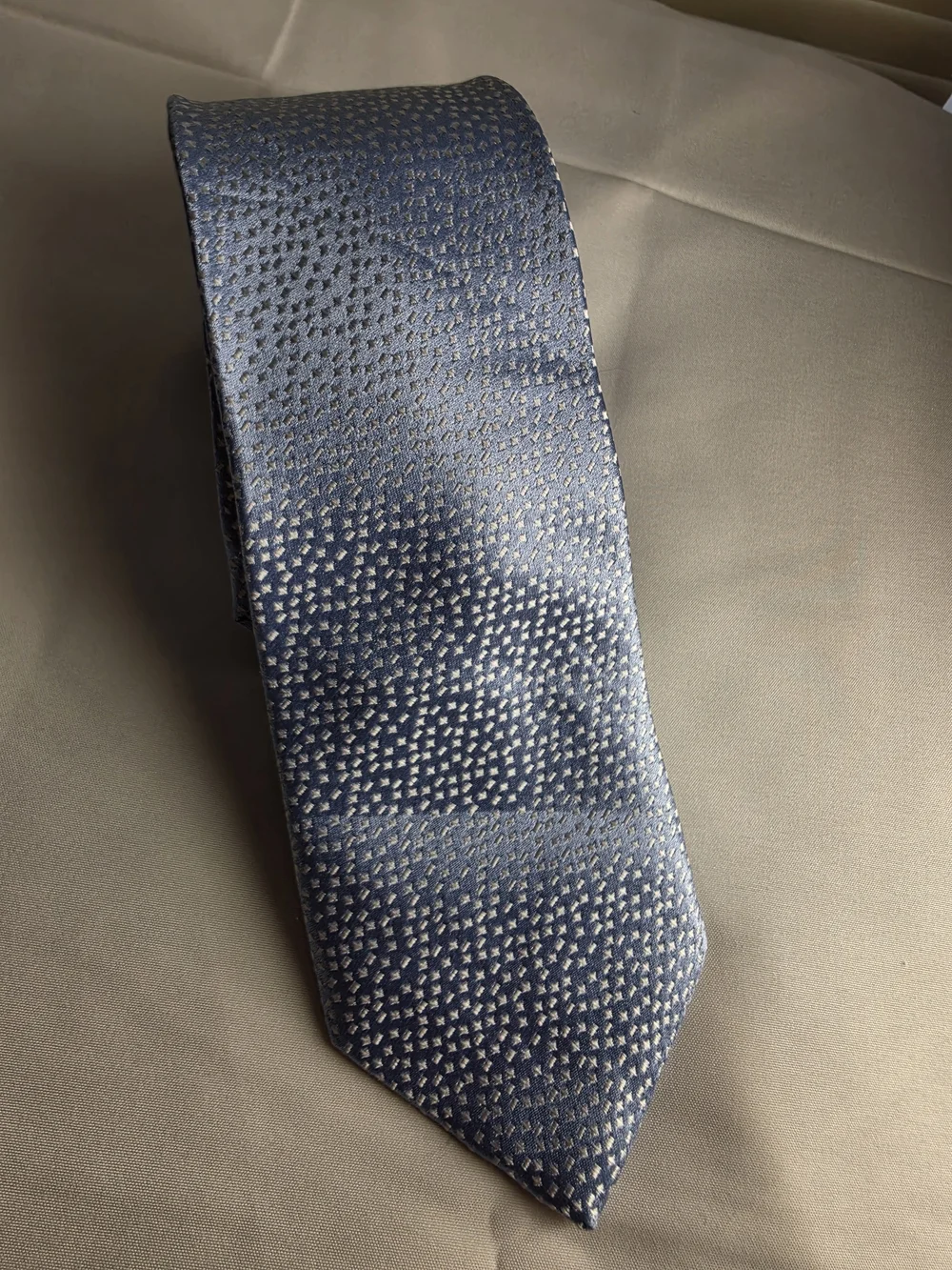 jf j.ferrar Blue Tie with Silver Dot Pattern